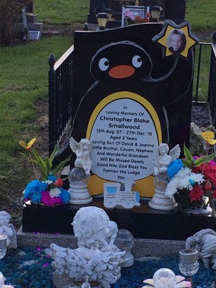 Christopher’s corner and headstone designed by mum created by Doncaster Memorials’s 