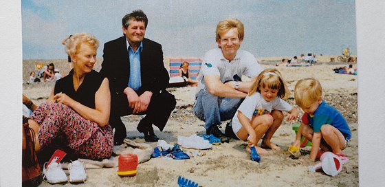 WIth Keith, Andrew, Helen and Peter at the seaside - early 1990s
