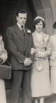 Sheilagh and Tom's wedding day. Woolton. 1957