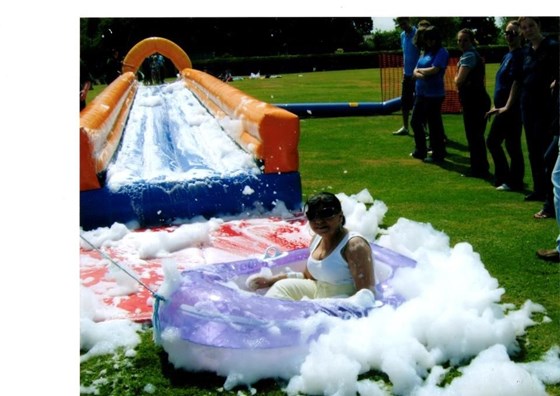 Maria on slip and slide at caft