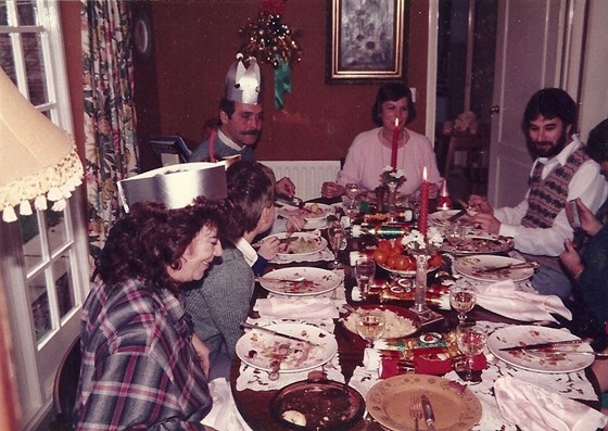 Around 1978. Xmas dinner at a Lesley & David’s.  at a