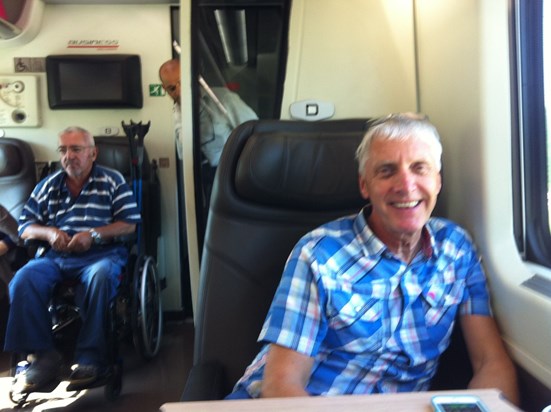 A lovely photo of David on a train to Milan to catch a plane after his flight from Bologna to home.