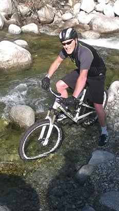 Dad Mountain Biking in Bansko Bulgaria
