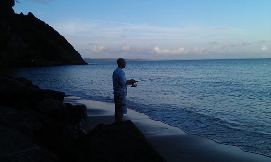 Dave fishing in Tenby