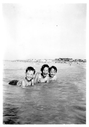 Tony, Cathy & Brian Westgate Aug 1953 Sea