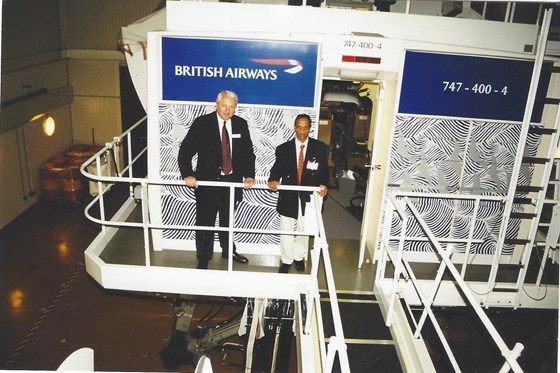 Brian and Ravi at the 747 flight simulator