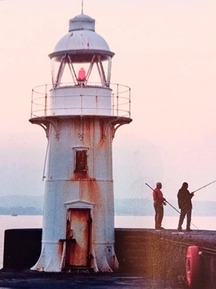 Steve and his good friend Rob Twitchen fishing at Brixham Breakwater.