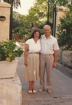 Mum with Dad on holiday in Malta, 1993.