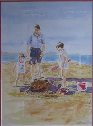 Mum's painting of Dad, Edwin & Quentin