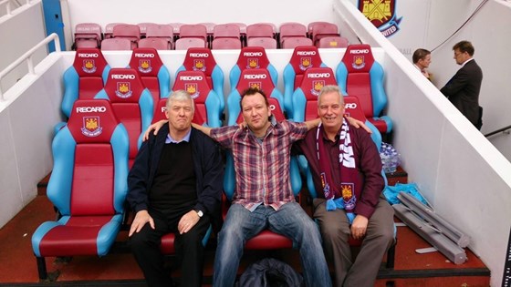 Bob with son James and brother Chris at West Ham  