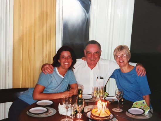 No idea whose birthday but there were candles, fizz  & smiles (Peter with Carol & Emma)