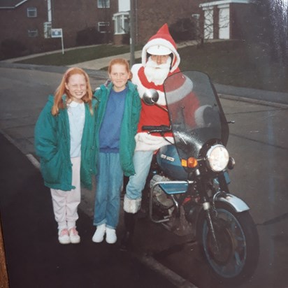 Uncle Andrew / Father Christmas. Christmas Eve 1988...not sure if this was Andrew's Moto Guzzi? 