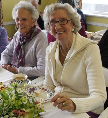 Muriel and her friend Doreen at a St. Peter's Church Summer Tea Party at Rotary Wheelhouse Hillhead 