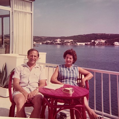 Peter and Vivienne in Minorca on holiday with the Skiff family, 1972