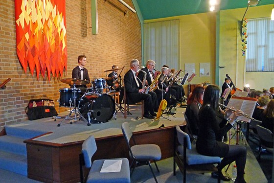 Playing saxophone for the Trafford Light Orchestra 