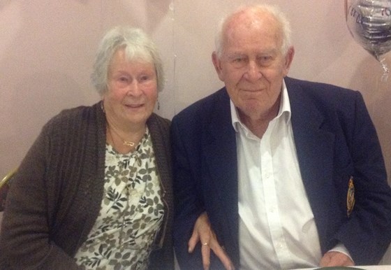 Den on his 90th Birthday with sister Marie.