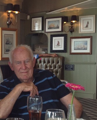 Dad relaxing with a pint after lunch