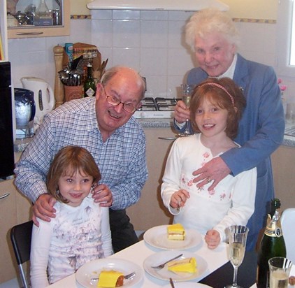 Dad & Isabel with granddaughters Katherine & Caroline - 26 Nov 2006