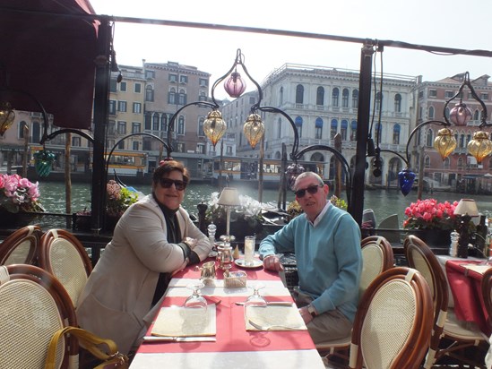 Breakfast beside the Rialto on the Grand Canal Venice