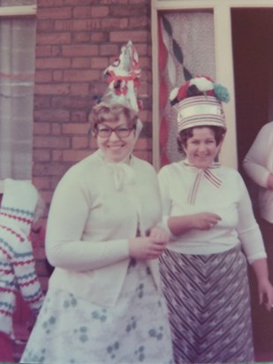 Pauline and Sue 1977 Fancy dress hats The Queens Silver Jubilee