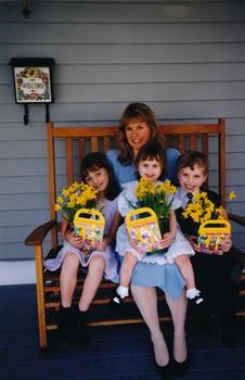 Karen with the kids at Easter