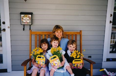 Karen with the kids at Easter