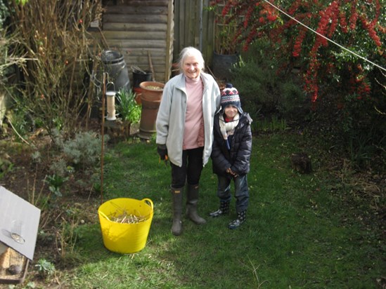 Sean and Nanny in the Garden