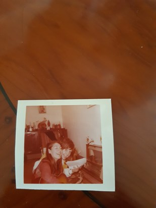 From our flat sharing days 50+ years ago. That's Anne and myself (Yvonne) having a sing song and glass of wine with Sue taking the photo! Happy days!!