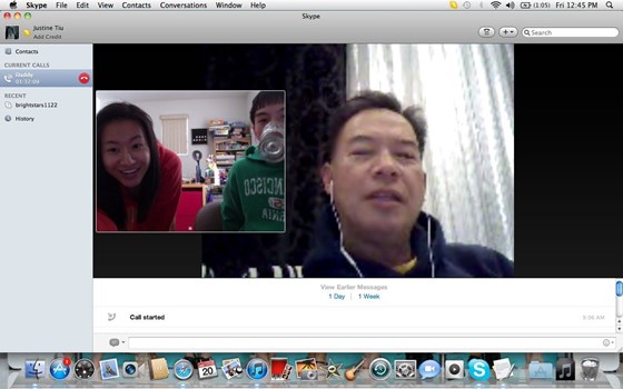 Skypping with his kids