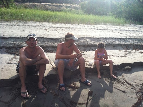 Todd, Isabella, and Brandon fishing on the snake river.