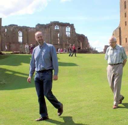 Ian at Kenilworth Castle August 2013 with George Cooke (his grandmother's cousin)