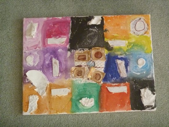 TREASURE HUNT find # four... Andrew's mixed media collage, inspired by Nyonya's magic...