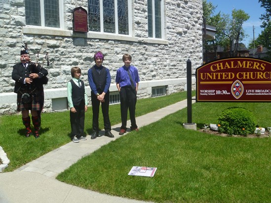 Alexander, Andrew and Ian in front of Chalmer's Church