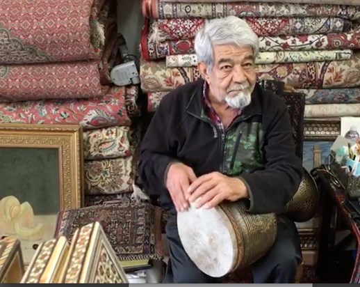Jamming on the Zarb in Persian Rug Store