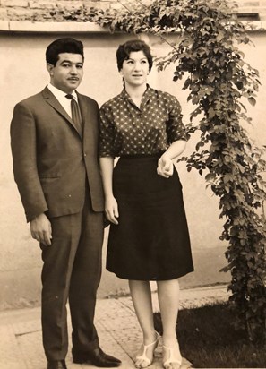 Abbas with Wife Soraya in the Backyard of Home in Tehran