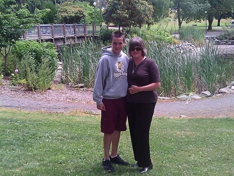 Sean and Aunt Carol 07/13/11 in a Tacoma Park near St. Joseph's Hospital