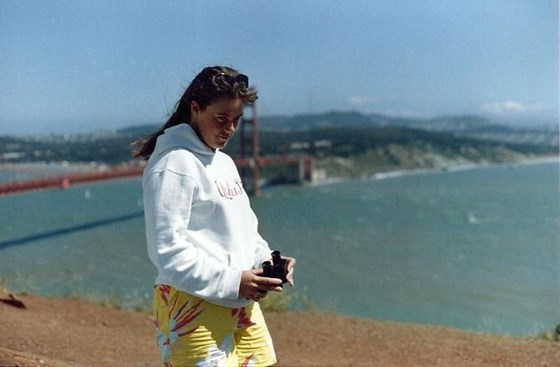Elaine - early 20's at SF Bay/ Golden Gate Bridge