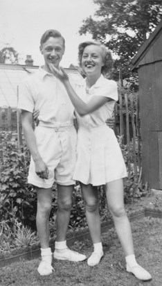 Tony with his sister Doreen wearing tennis outfit