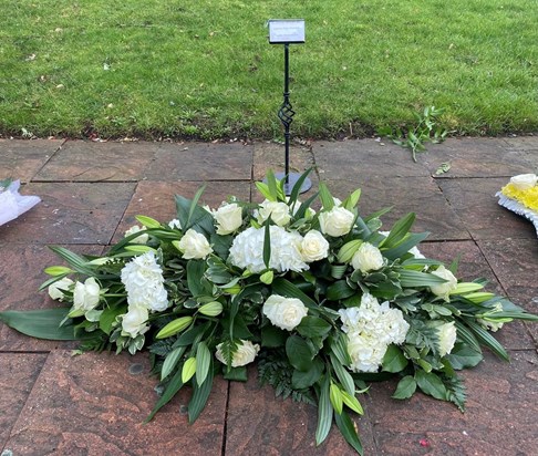 Mum’s flowers, Beckenham Crematorium 