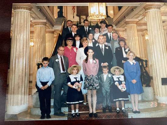 Adam front row at his uncle Daves wedding 1992 