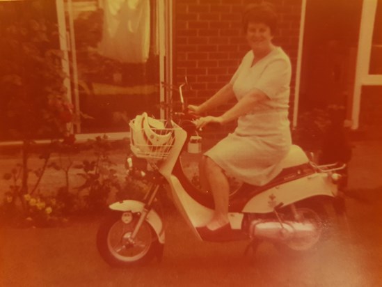 Una on her Moped 