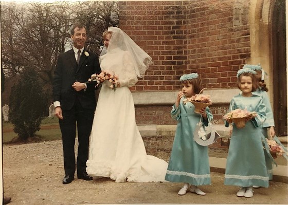 Dawn proud to be a bridesmaid at Valerie and Basil's wedding 1969. 
