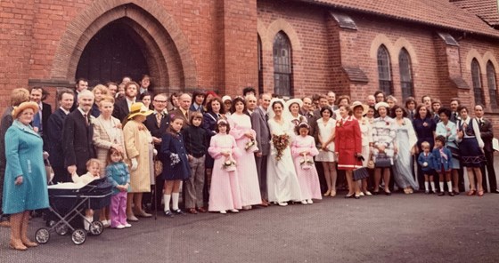 Paul and June Beddows’ wedding - Griffiths family on left hand side