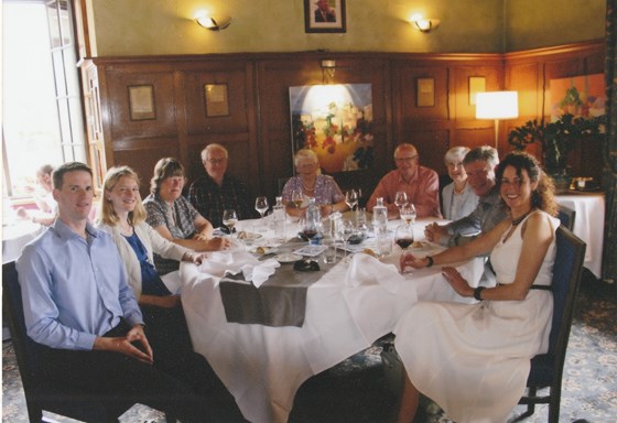 May 2015: On the occasion of David's 70th in Alsace. Ella with David, Marie-Hélène, George, Sarah, Susan, Benoit, Charlotte and Oliver. Lots of love from Oliver.