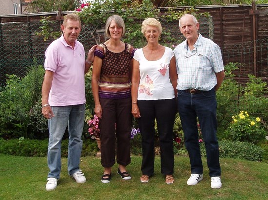 Avrill with Va,l Barry, & Rod in Mums Garden