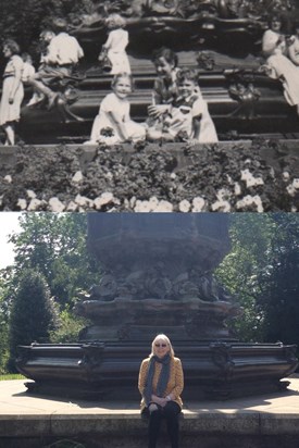 Jean in Sefton Park as a child with her Mum Elsie and in 2018.