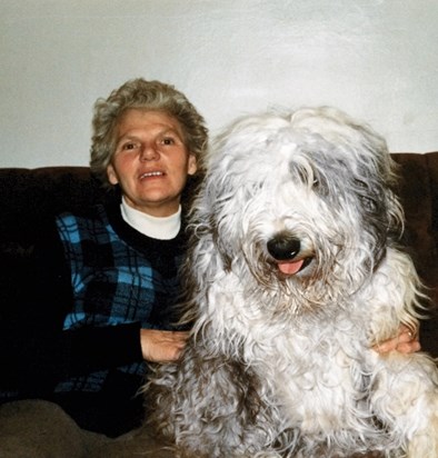 Rosemary and one of her beloved dogs