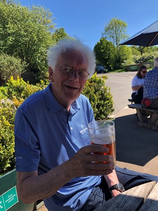 A deserved pint after a few holes of golf…