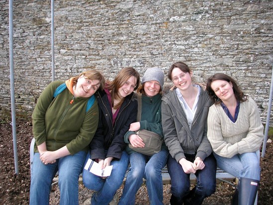 Tick, Clare, Becki, Ems and Ellie on holiday in North Devon