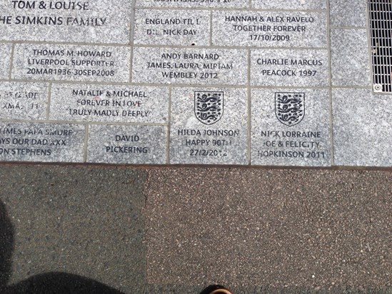 2012 Hilda's Wembley Tile for her 90th Birthday 